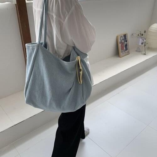 Vintage Denim Canvas Big Tote Bags Korean Simple Shoulder Bags Casual Shopping Bags Female Handbag