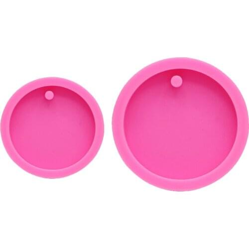 YJ.SHYU Round Circle Shape Silicone Molds For Locking Keychains With Hole Disk Pendant Epoxy Resin Mould Polymer Clay in Shiny