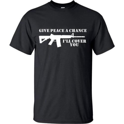 Funny Give Peace a Chance Shirt Hot Short Sleeve Summer Hip Hop Cotton T-Shirt