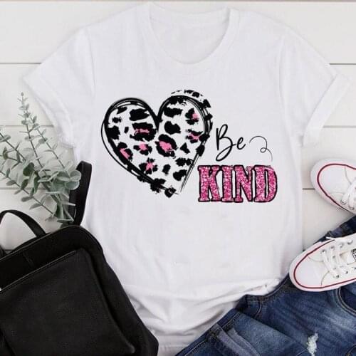 Women Clothes Cartoon Love Sweet Lovely Leopard Cute Summer Print Fashion Tshirt Female Short Sleeve Tee Top Graphic T-shirt