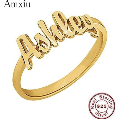 Amxiu Custom Any Size 925 Sterling Silver Rings Engrave Name Ring For Women Men Gift Accessories Jewelry For Lovers Kids ID Tags