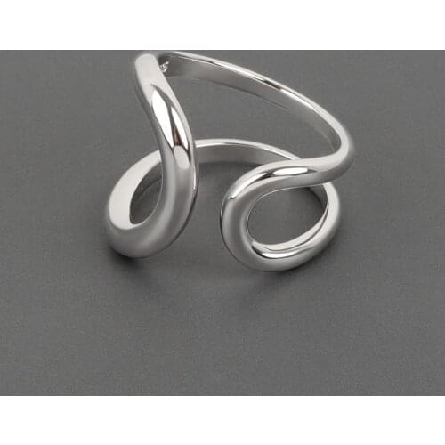 Korean New Fashion Temperament Minimalist Line Ring for Womens Hollow Out Arc Adjustable Ring Jewelry for Women 2021