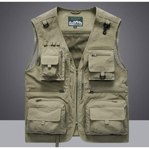 Summer Men Unloading Tactical Vest Coat Casual Mens Photographer Waistcoat Mesh Work Sleeveless Jacket Tools Pocket Vest 5XL
