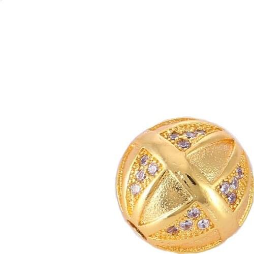 11mm Micro Pave Jewelry Diy European Round Beads For Necklaces & Bracelets Wholesale Copper Spacer Beads Bijoux Berlouqes Perles