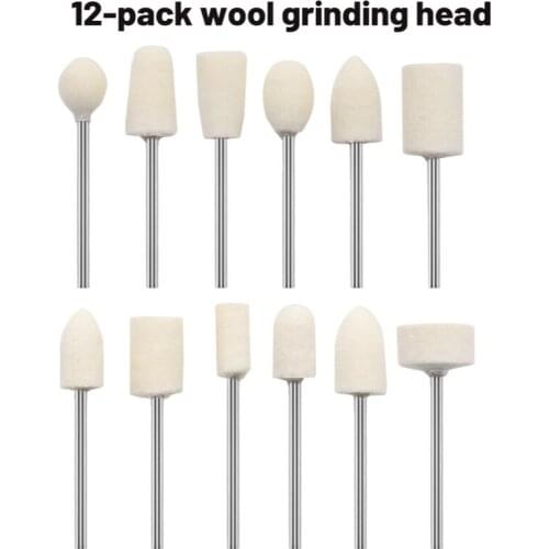 12Pc 2.35mm Wool Engraver Abrasive Tools Polishing Buffing Wheel Grinding Head For Dremel Drill Rotary Tool Nail Metal Polishing