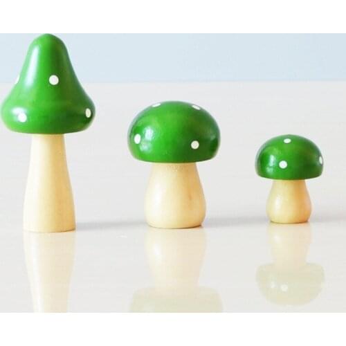 3PCS/Set Wooden Mushroom Head Sculpture Colorful Painted Wooden Ornament Craft Children Toys Christmas Festival Decoration