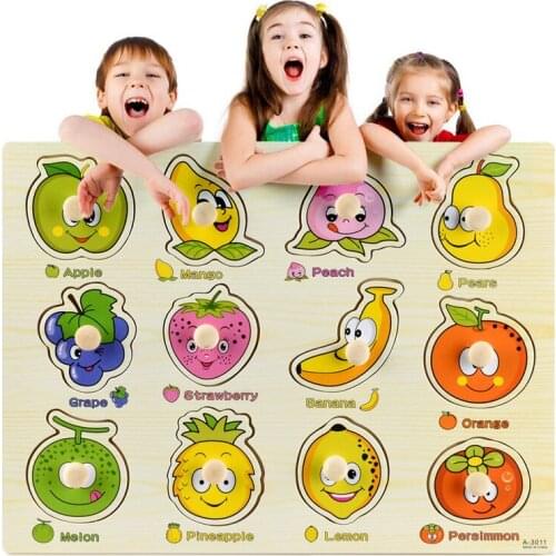 3D Puzzles Wooden Toys Jigsaw Puzzle Hand Grab for Kid Early Educational Baby Toys Alphabet and Digit Learning Education Toy