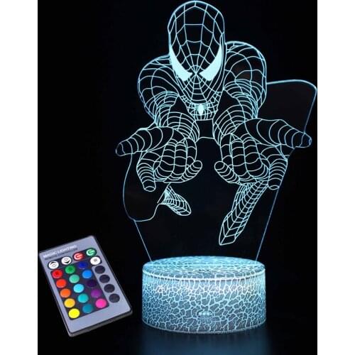 Vogliovoi 3D Night Lights Acrylic Series Cartoons Flying Hero 16Colors Crack ABS Base For Kids Child Bedroom Decor