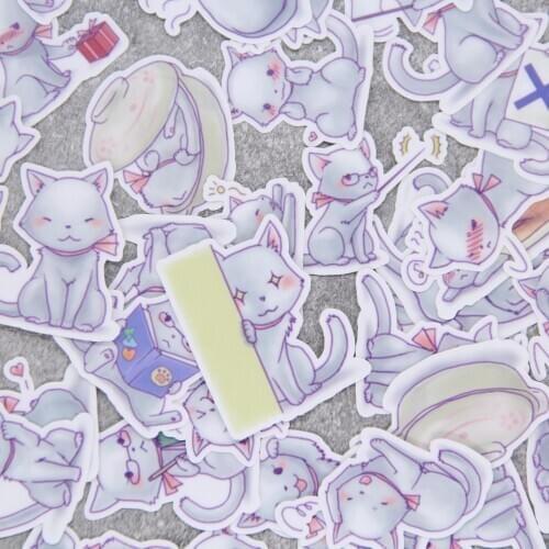 40pcs Waterproof Cartoon Kitten DIY Decorative Cat Sticker Pack for Kids Children Laptop Computer Planner Gift Card Diary Decals