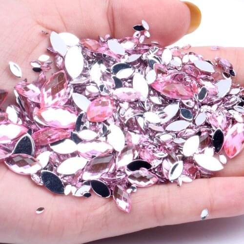 5x10mm 1000pcs Many Colors Acrylic Flat Back Marquise Earth Facets Acrylic Shape Glue On Beads Decorate Diy