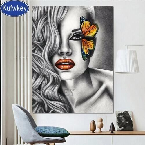 Butterfly woman Diy Photo custom Diamond Painting full drill square mosaic Diamond Embroidery sexy lady New year gift