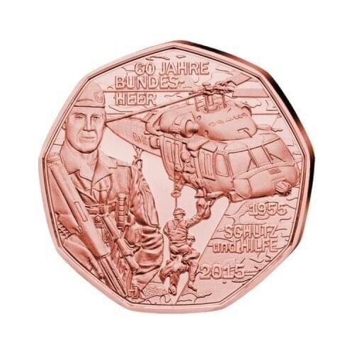 Austria 2015 60th Anniversary of the National Defense Forces 5 Euro Commemorative Coin Unc 100% Original Coins Real Euro Coin