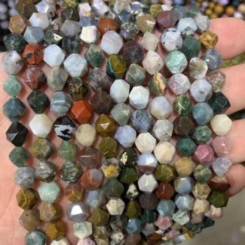 Faced ocean agate stone beads natural gemstone beads DIY loose beads for jewelry making strand 15" wholesale