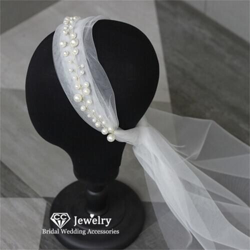 CC Wedding Hair Veil Pearl 100% Handmade Romantic Engagement Accessories for Women Bridal Veils Luxury 160cm Fashion Bijoux 9443