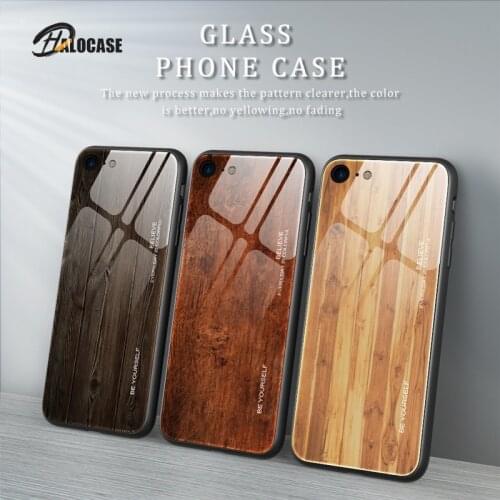 Wood Grain Tempered Glass Phone Cases For iPhone 12 11 Pro MAX 10X XS MAX XR 7 8 6 6S Plus SE2020 Full Back Phone Cover Capa