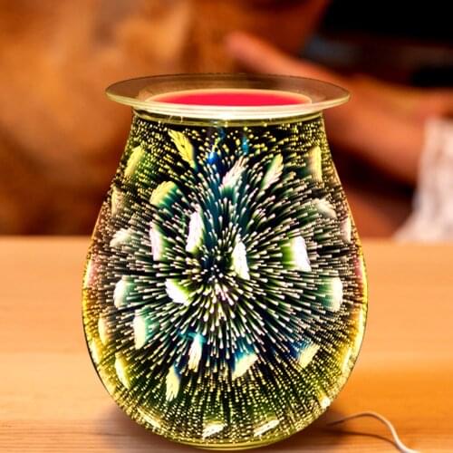 Electric Wax Melt Burner Plug In Fragrance Candle Wax Warmer, Glass Oil Burner for Scented Candles, Night Light 3D Decorative