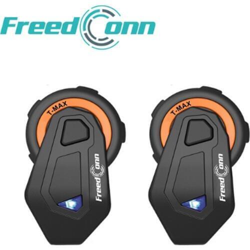 2 pcs Freedconn Brand T-max 1500m motorcycle helmet bluetooth intercom headset 6 riders group talking FM Radio Bluetooth 4.1