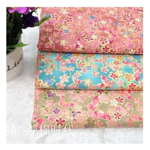 Flower Printed Cotton Floral Fabric For Girls Dress Sewing Headband Cushions Blanket Doll Clothes Scrapbook DIY Cloth D30