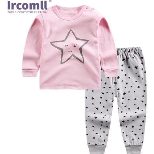 Ircomll Infant Baby Boy Girls Clothing Set 100% Cotton Cartoon Toddlers Baby Sleepwear Children Pajama Sets Tops+Pants Unisex Ho