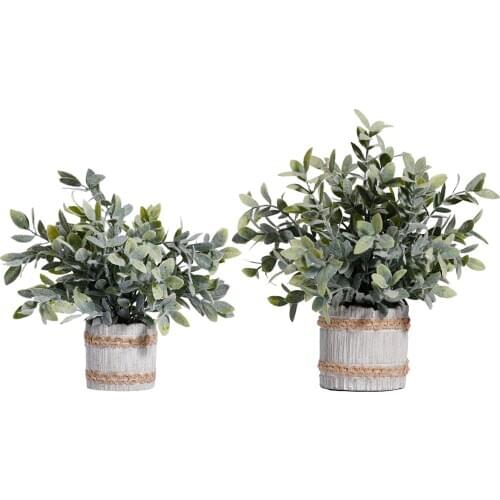 Artificial Mini Potted Plants Fake Plastic Leaves Greenery Plants for Home Office Desk Room Greenery Decoration