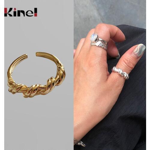 Kinel Bague Bijoux Twisted Minimalist Finger Rings 925 Sterling Silver Hypoallergenic Woman Jewelry Gift Silver Ring