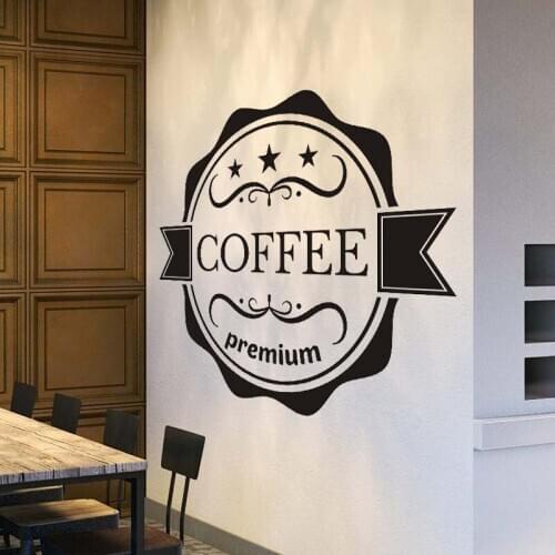Coffee House Sign Logo Cafe Premium Decor Cup Mug Wall Decal Sticker Vinyl For Window Door Mural