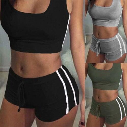 Hot Sale Women Casual Gym Yoga Fitness Sport Bra Crop Tank Top Breathable Vest+Shorts Pant Running Workout Tracksuit Outfits