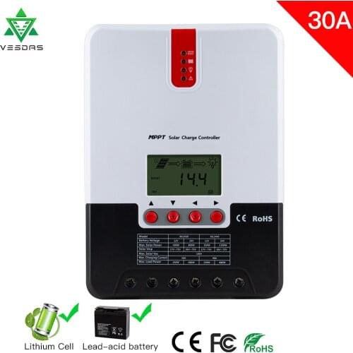 30A MPPT Solar Charge Controller Max Input 100V 800W PV Regulator RS232 For 12V 24V Lithium Lead Acid Gel AGM Lifepo4 Battery
