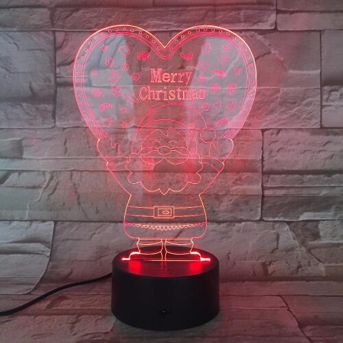 Santa Claus Merry Christmas 3D Effect Lamp LED Table Desk Lamp Home Decor Bedroom Night Light Creative Xmas Gift 7 Colors Touch