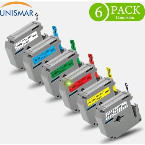 Unismar MK131 MK 231 Black on White 6PCS Printer Ribbon For Brother P-touch Label Maker PT-70HOT PT-70SP PT-70SR PT-70DIY Print