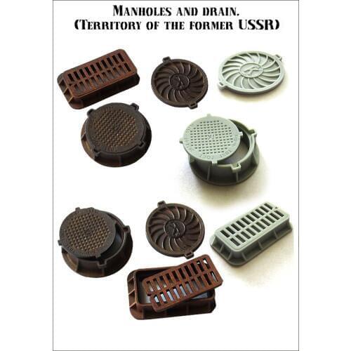 1/35 Scale 3 kinds of styles, one each, manholes and drain