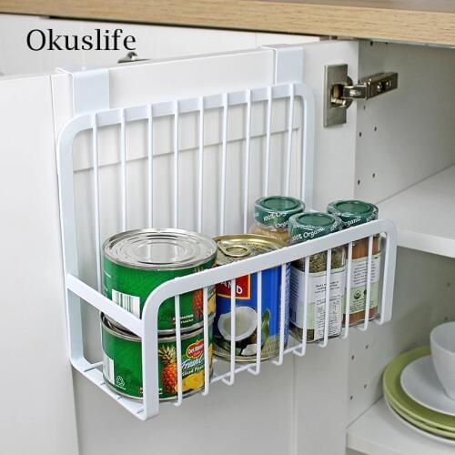 Large Capacity Metal Kitchen Door Hanging Basket Style Cabinet Stand Trash Support Holder Kitchen Shelf Organizer Inside Outside