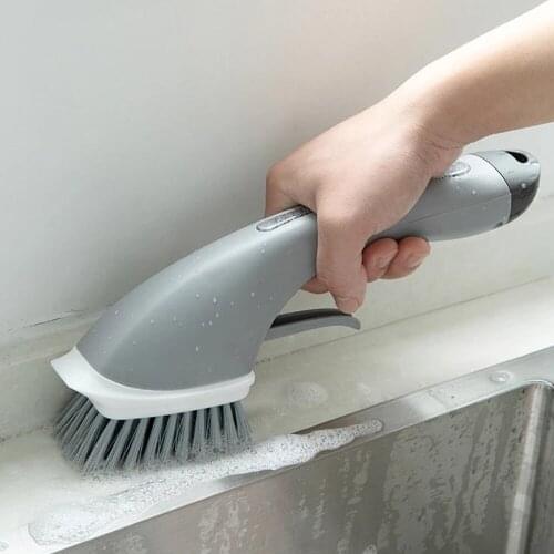Multi-function Cleaning Brushes Long Handle Automatic Liquid Dispenser Dish Bowl Washing Brush Kitchen Bathroom Clean Tools