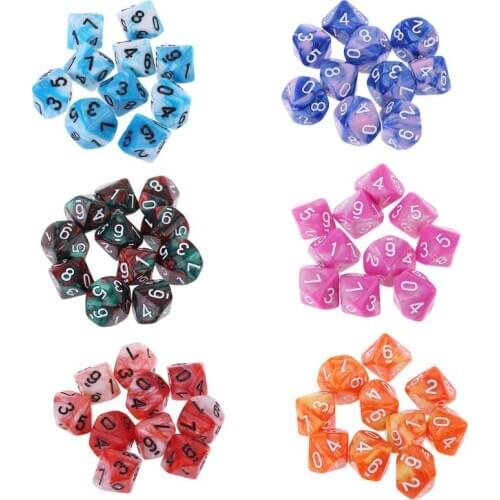 10pcs/set 10 Sided D10 Polyhedral Dices Numbers Dials Desktop Table Board Game Accessories Toys