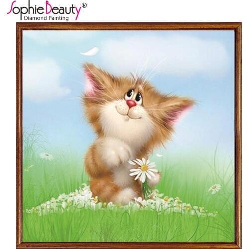 Diy Diamond Painting Cross Stitch Handcraft Diy Diamond Mosaic Kit Cut Cat Sunflower Beaded Embroidery Sophie Beauty Crafts Arts