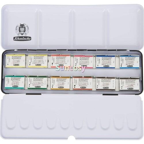 Schmincke Horadam Aquarell Full-Pan Paint Metal Set, Set of 12 Colors (74312097)