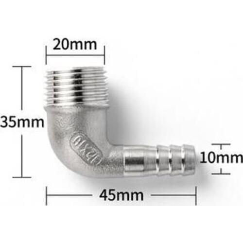 1/2'' BSP Male Thread x 12mm 304 Stainless Steel Elbow Connector Barb Hose Tail Reducer Pagoda Joint Coupling Pipe Fitting