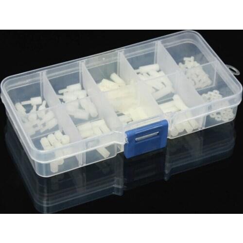 M2 Nylon White Hex Spacers Screw Nut Male Female Screw Assortment Kit Stand off Plastic Accessories Set 120 pcs/box