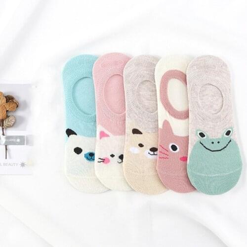 New Free Shipping Women Candy Color Socks Small Animal Cartoon Short 100% Cotton Boat Socks 2 Pair Breathable Casual Funny Sock