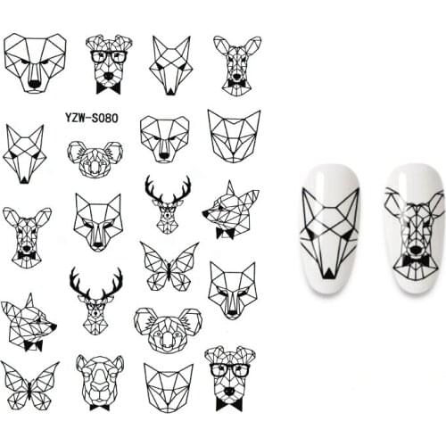 3D New Animal Designs Nail Stickers Tiger Dragon Butterfly Wolf Snake Whale Manicure Decoration Stickers For Nails