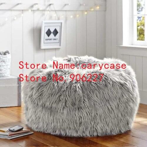 Ivory new design fur bean bag sitting lounger, hight quality beanbag living room lazy sofa, adults relax recliner
