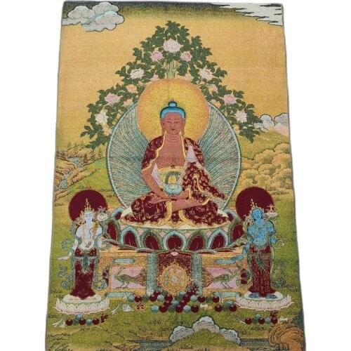 Brocade woven Thangka embroidery Guanyin Sakyamuni Manjusri pusha portrait