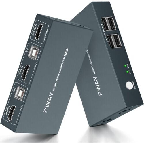 PWAY KVM switch HD resolution 4K*2K@30Hz HDMI switch USB2.0 HDMI switch 2ports HDMI and USB signalssyn chronize switch