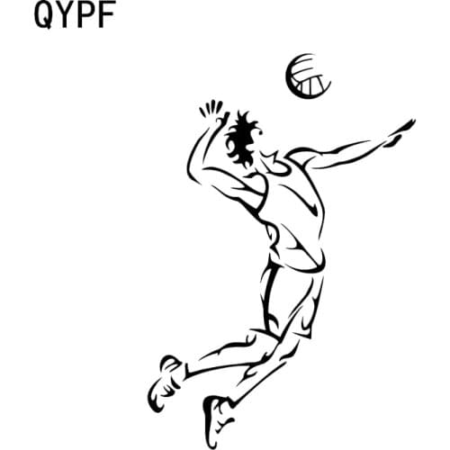QYPF 12.8*18.8CM Interesting Volleyball Player Sports Decor Car Sticker High Quality Vinyl Accessories C16-1387