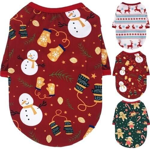 Christmas Dog Clothes Cotton Pet Clothing Hoodies For Small Dogs Cats Vest Shirt Puppy Dog Costume Chihuahua Yorkies Outfit
