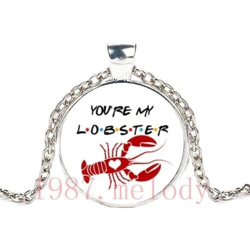 You Are My Lobster Creative Vintage Photo Cabochon Glass Chain Necklace,Charm Women Pendants Fashion Jewelry Gifts