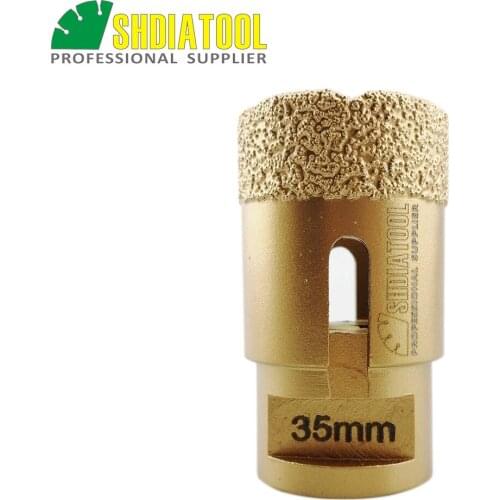 SHDIATOOL Diameter 35mm Vacuum brazed diamond drilling bits with15MM diamond height hole saw porcelain tile Drill bit