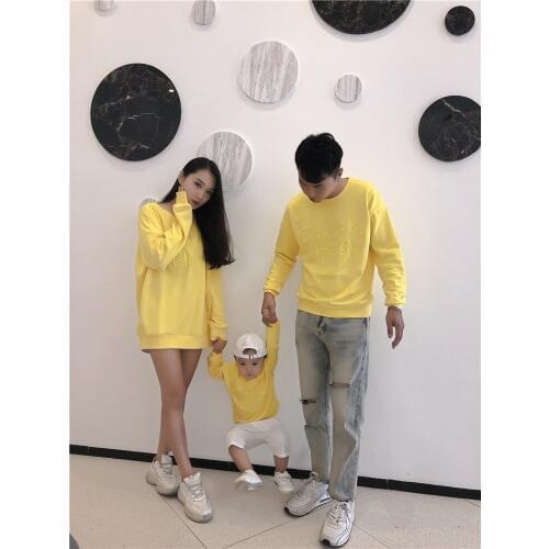 Family Matching Clothes Letter Embroidery Casual Sweatshirts Mother & Kids Pullover Father Son Long Shirt Mommy And Me Clothes