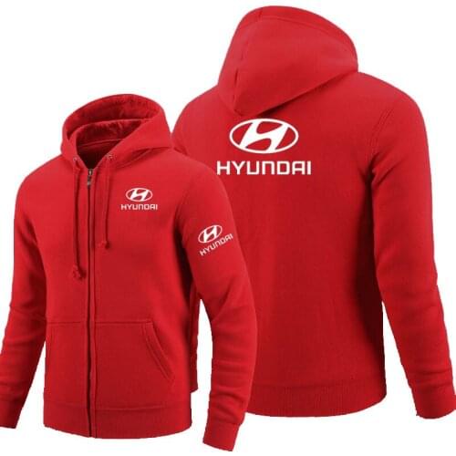 2021 Hyundai logo zipper Sweatshirt Men Zipper Hoodies Autumn Hoodie Winter Long Fashion Casual Clothes