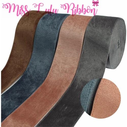 3"75mm Solid Korea Velvet Ribbon Autumn Winter DIY Hair Bowknots 20yards/roll Cloth Sewing Material Grey Brown Party Decor